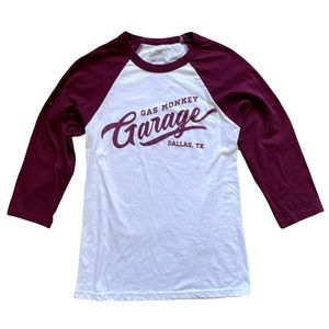 Gas Monkey Garage Maroon White Baseball Tee